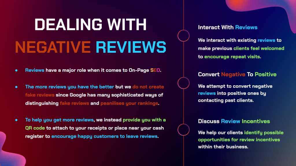 an informative infographic that provides advice on dealing with negative google maps reviews for local businesses which is a big element in helping rank your google my business page first