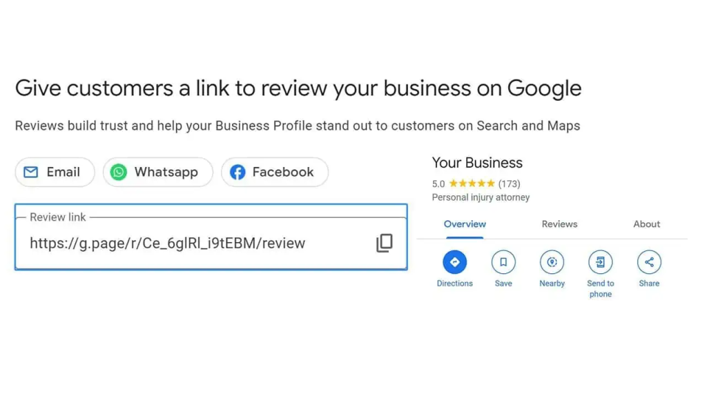 Image: A screenshot showing a Google review link added to a business’s website.

