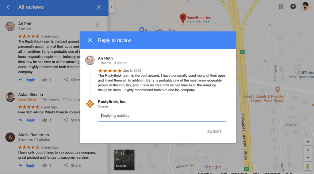 An example of a thoughtful response to a customer review on a Google My Business profile.