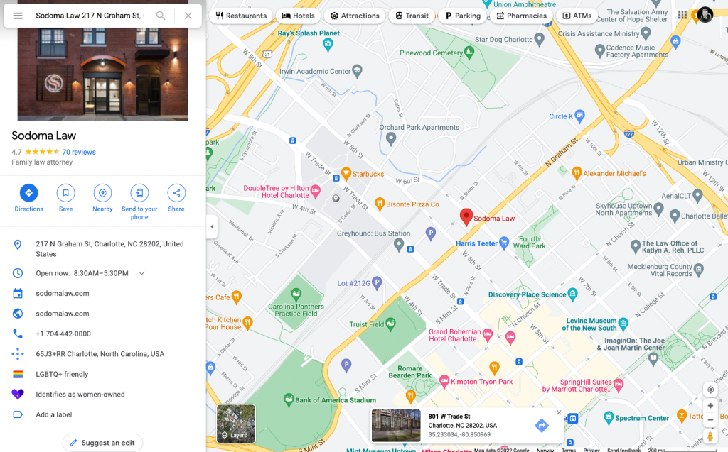 Image of Google Maps Search feature in action