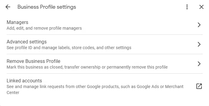 How to access your business profile settings for the purposes of add or remove managers from business profile