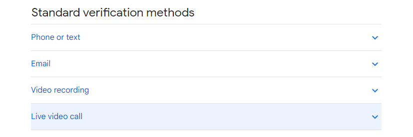 A screenshot showing the live video call option for a blog article about how to verify your google business listing