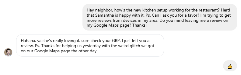 Asking neighbors for reviews to boost local SEO for your GBP