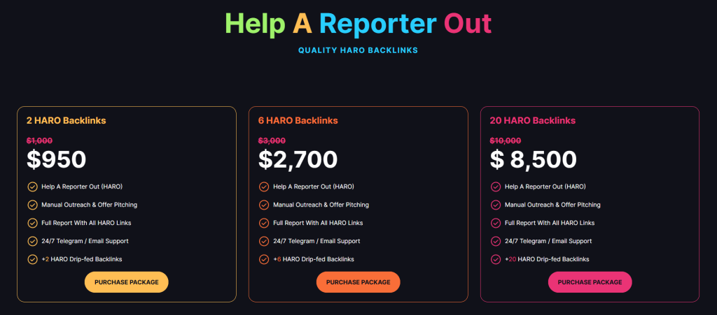 HARO help a report out backlink costs for website seo marketing