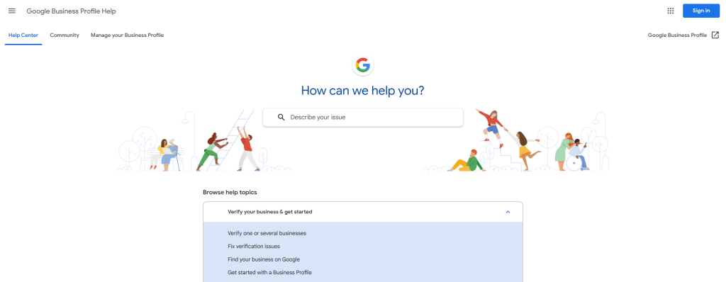 How to contact Google Business Profile Support Example Screenshot