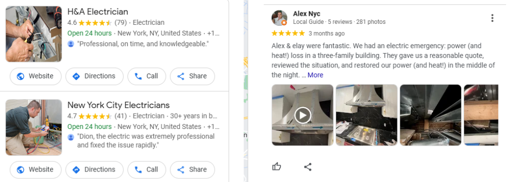 How to get more GBP reviews for electricians trying to improve organic rankings on search