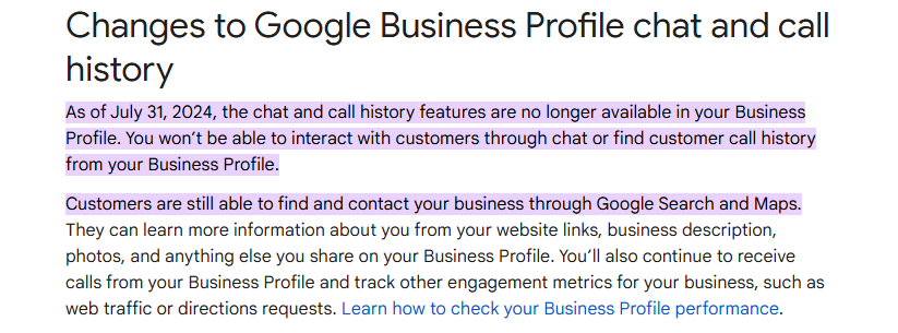 Why Is Google Removing The Chat And Call History Features From GBP