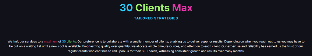 Why only 30 monthly clients max at vortex ranker?