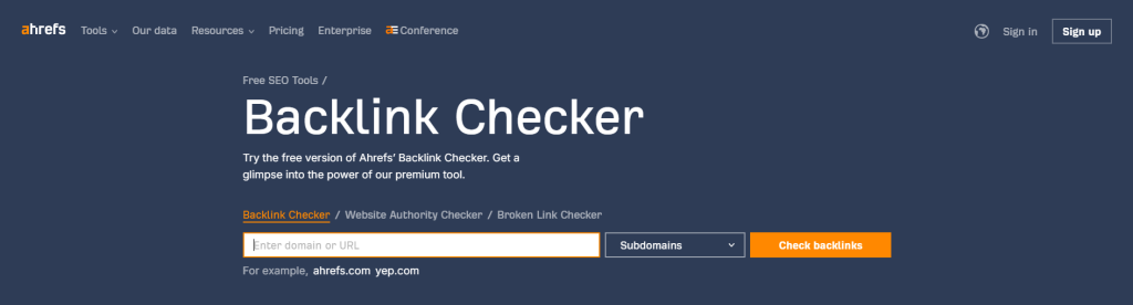 Ahrefs Backlink Checker Search Engine Optimization Tool