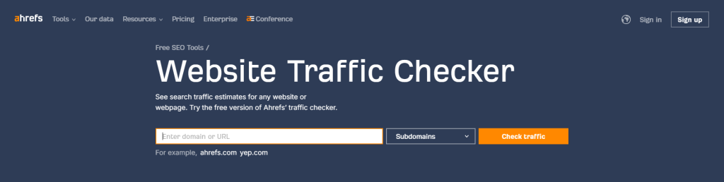 Ahrefs Traffic Checker Free SEO Tool