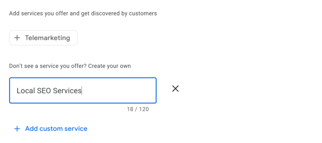 During the process of add services on Google Business Profile, you should be prompted by these 2 options