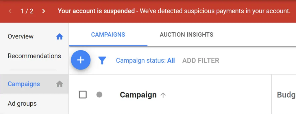 Fixing a suspended Google Ads account to reinstate a GMC account