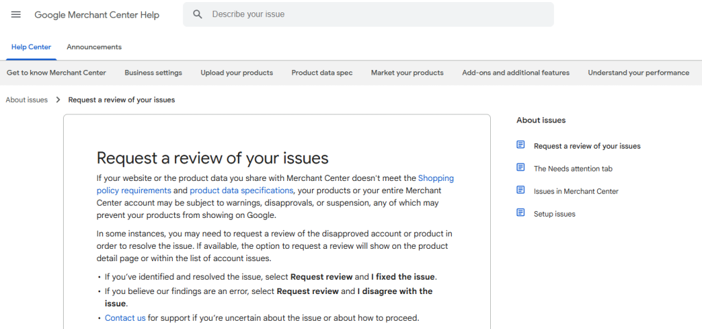 How to request a review of your issues related to your Google Merchant Center Account Suspension