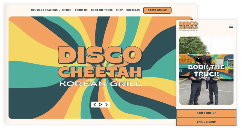 Website example for a Korean grill restaurant business