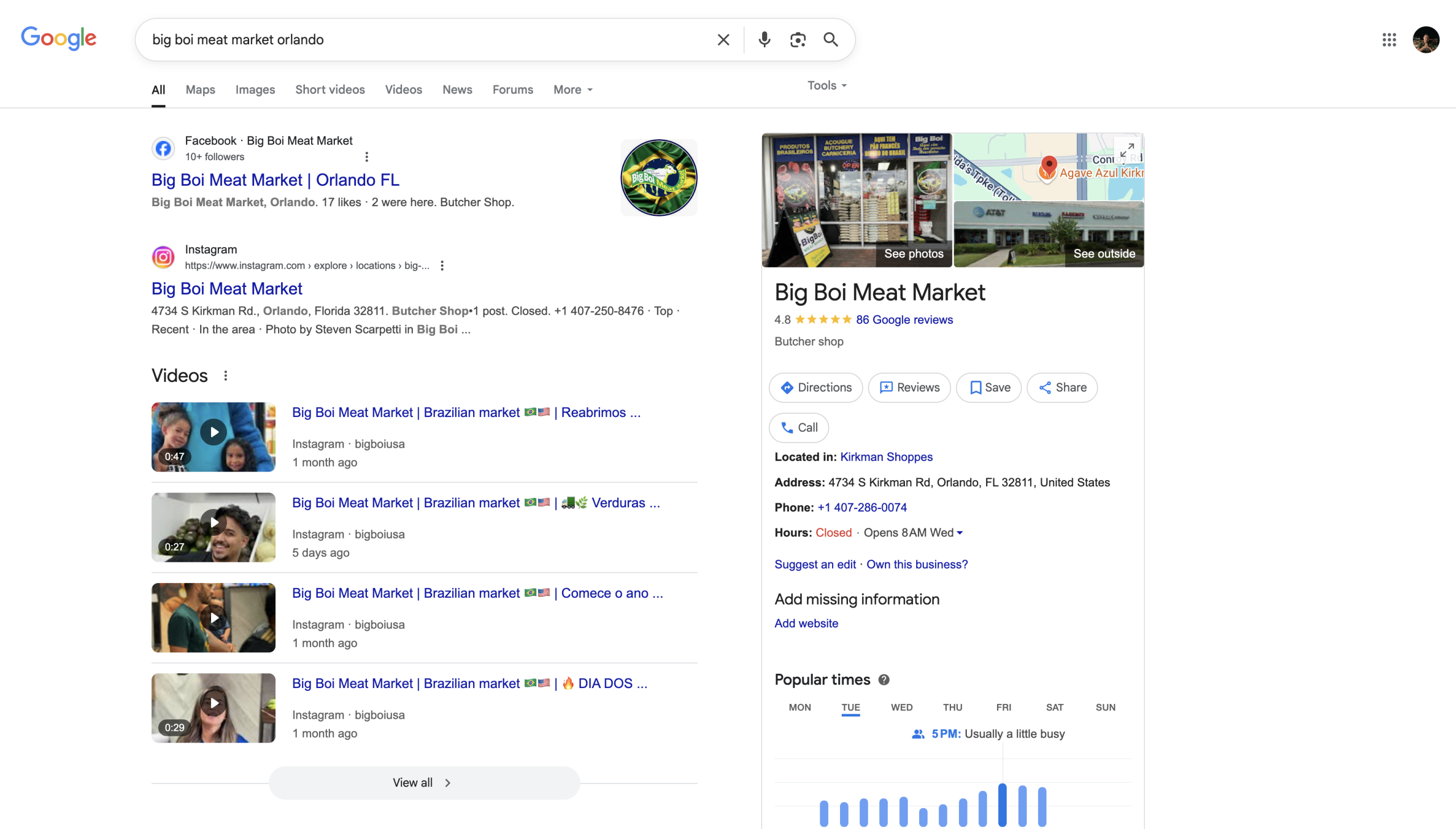 Entity Local SEO for a Butcher in Orlando used in am example to see how long does it take to rank on Google Maps
