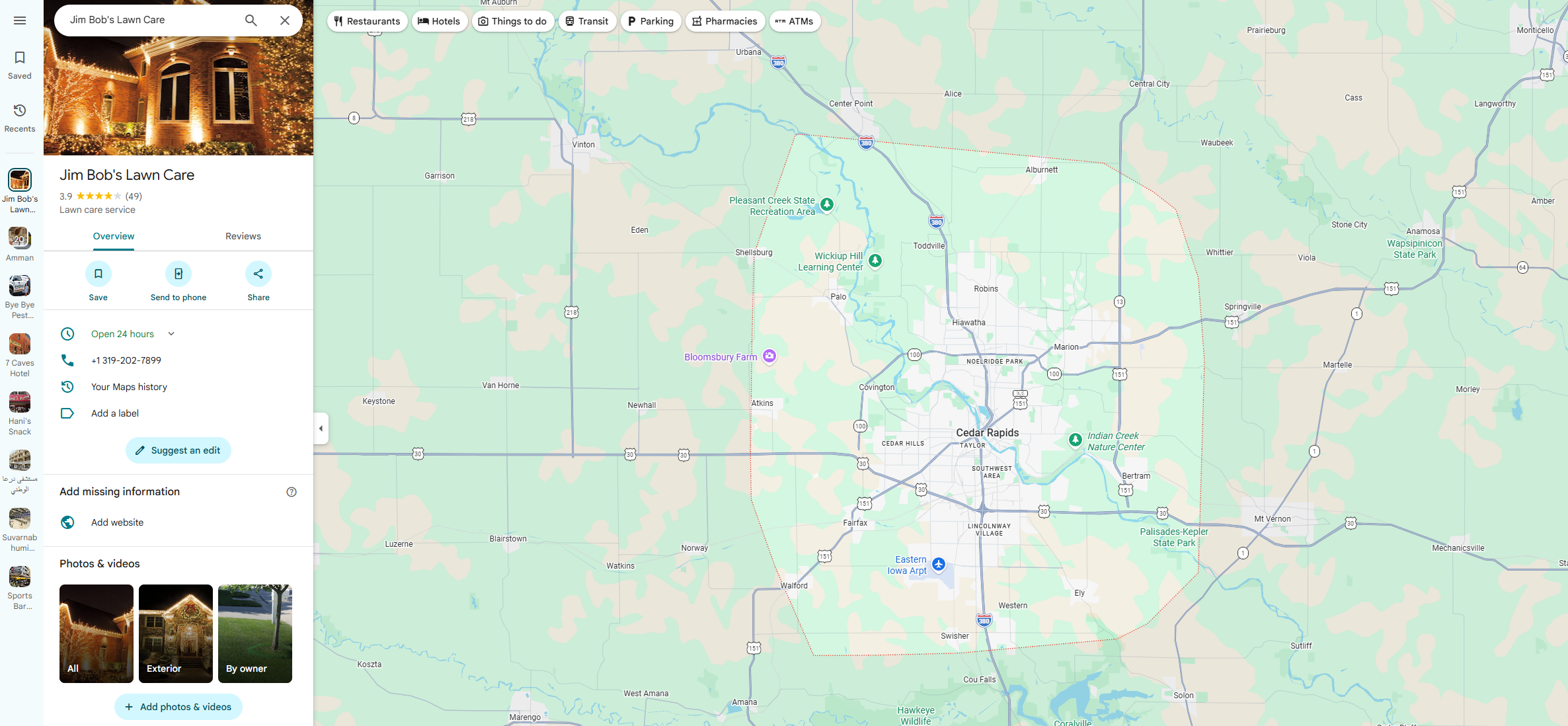 setting a serviced area on google maps instead of a home address as your location.